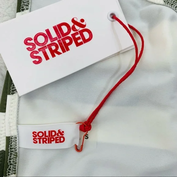 SOLID & STRIPED The Elle Bikini Bottom Olive Green White Stripe Swim Sma… - Picture 14 of 14